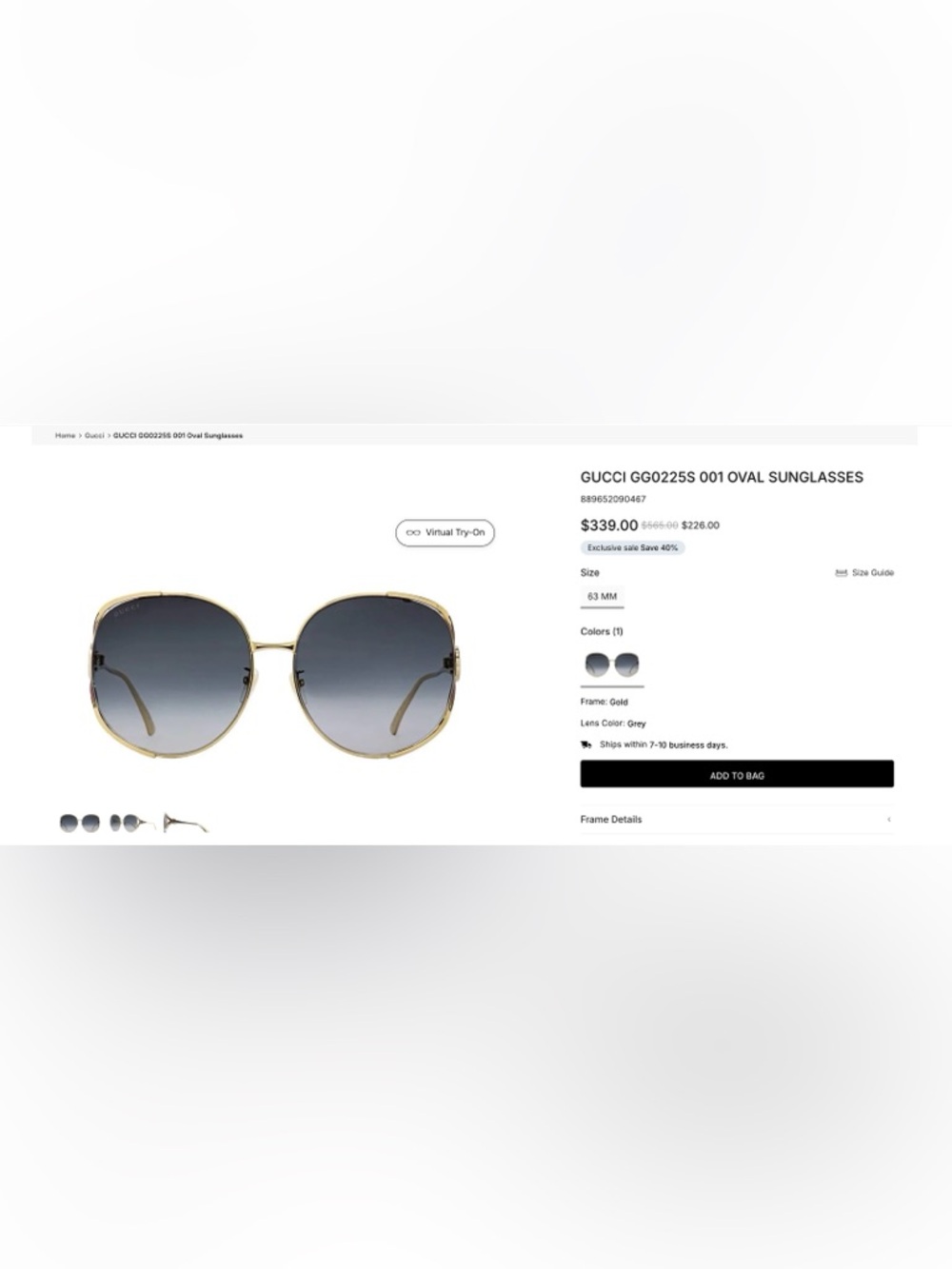 Gucci Gold Round Frame Sunglasses with Black Gradient Lenses - Picture 8 of 8